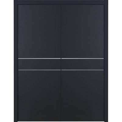 Glam G-Pro 008 pré-suspendu doux noir laminé intérieur moderne porte double réversible 48 po x 80 po