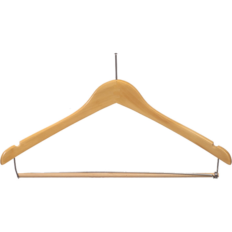 Porte-costumes en bois anti-vol, Naturel avec barre, 50