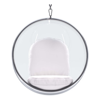  White Faux Leather Balloon Chair