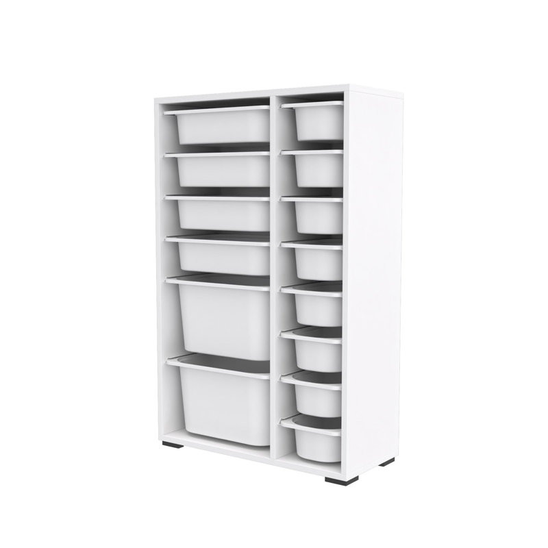 Modern Multi-Purpose Cabinet, White, 27.4 x 42.9 x 11.8 inches | 100% Melamine Coated Particle Board, Thickness: 0.7 inches | Features Numerous Shelves, Plastic Legs, Wall-Mountable Design | Perfect for Home Office, Living Room, or Storage Solutions