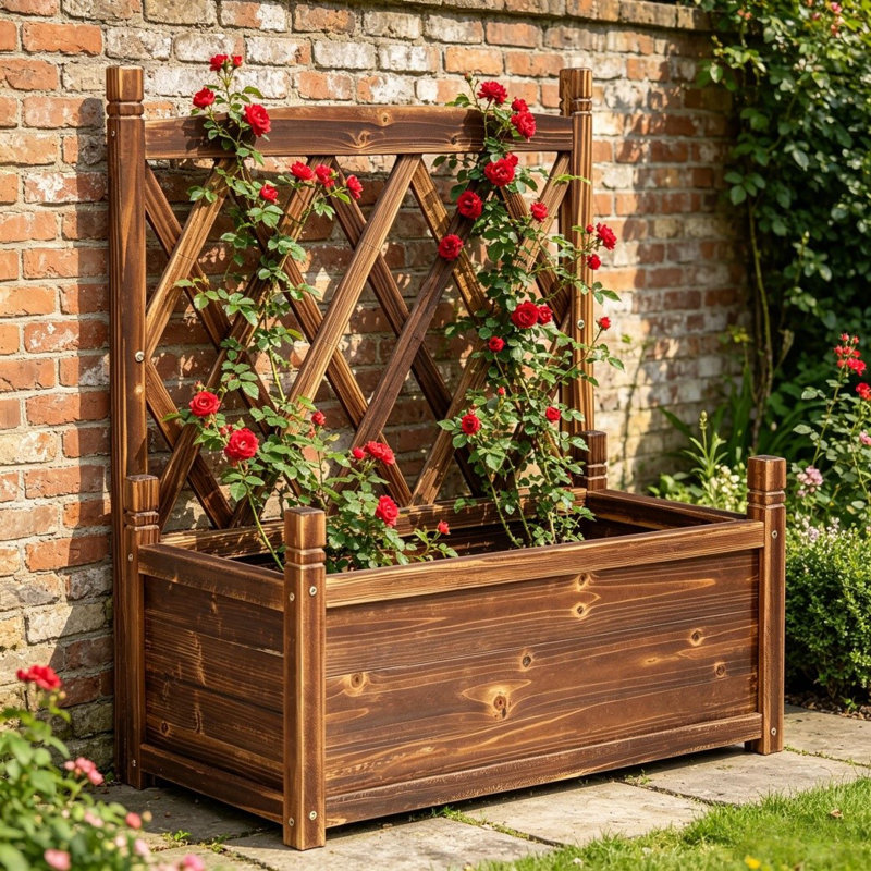 Bloxom Wood Planter Box, 76cm H x 37cm W x 64cm D