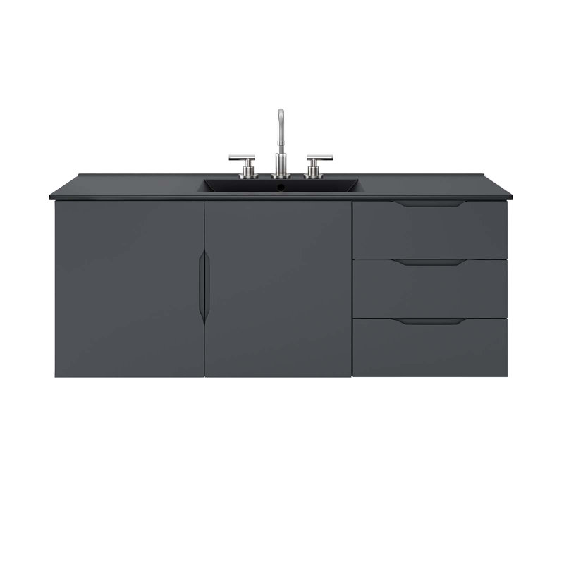 Vitality 48" Gray Black Wall-Mount Single Sink Bathroom Vanity