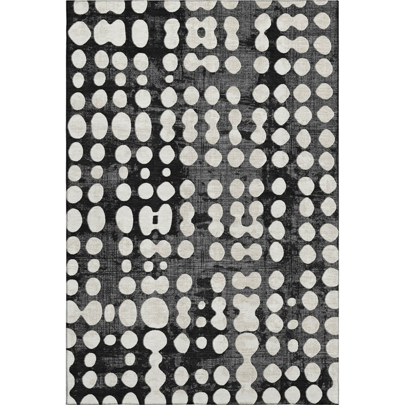 Tapis noir Prisco lavable à la machine de qualité supérieure, Rectangle 10 pi x 14 pi