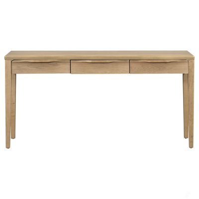 59.84'' Elegant Console Table With Oak Veneer,Light Luxury Entryway Table With 4 Drawers,Farmhouse Sofa Table With Soft-Corner Design,Suitable For Living Room, Foyer And Hallway