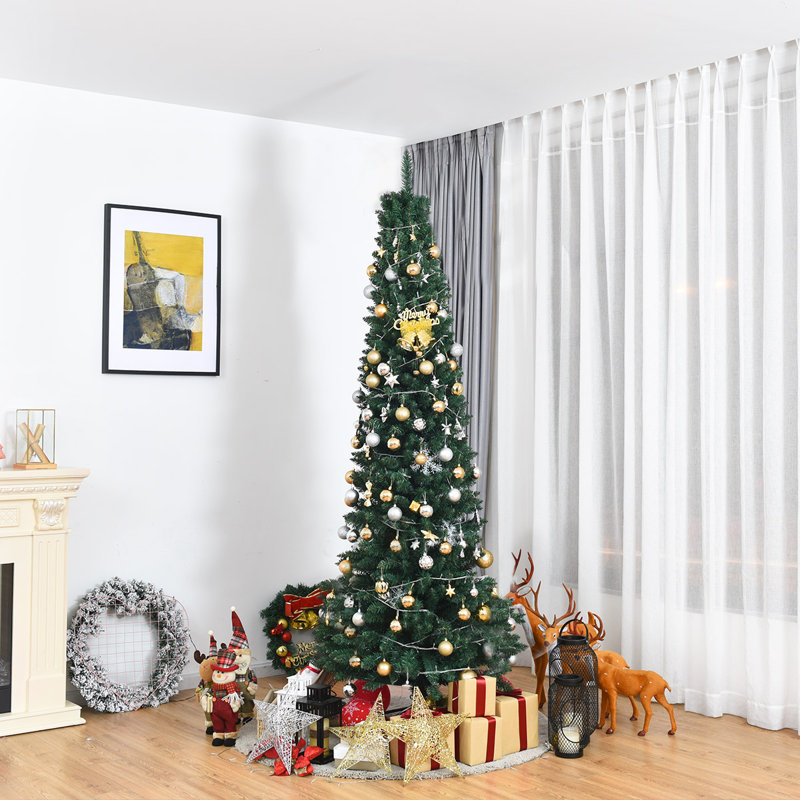 Arbre de Noël mince imitant un pin vert de 8 pi Pencil Décor