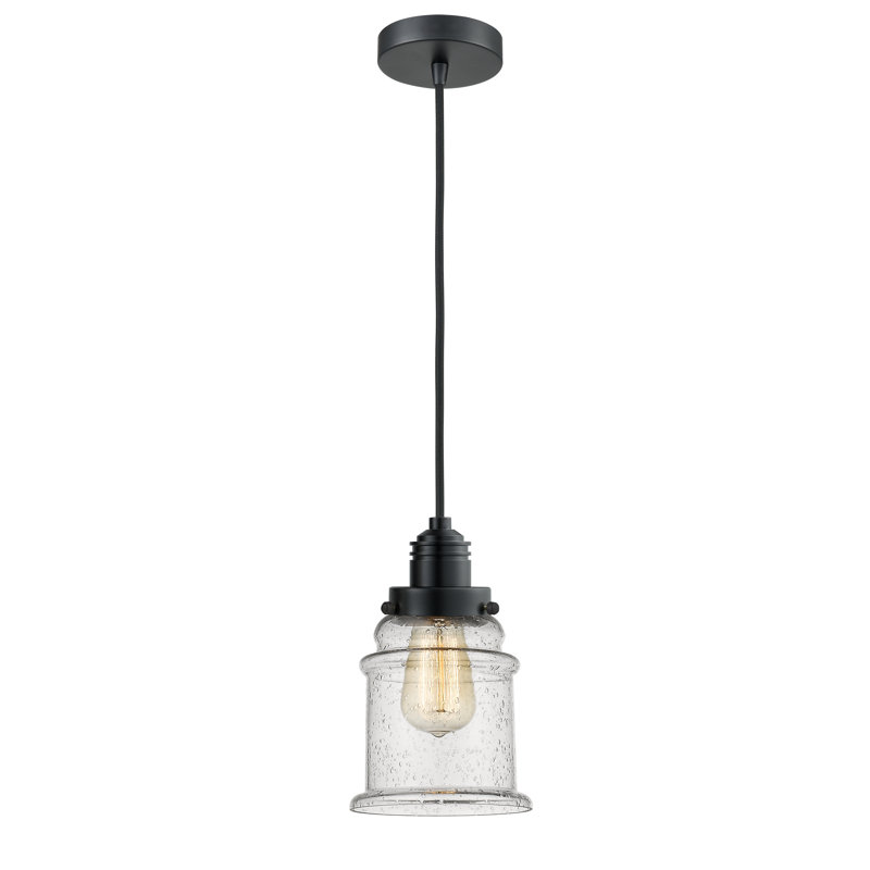 Luminaire suspendu en forme de cloche à 1 lumière Cecil, Noir mat / noir
