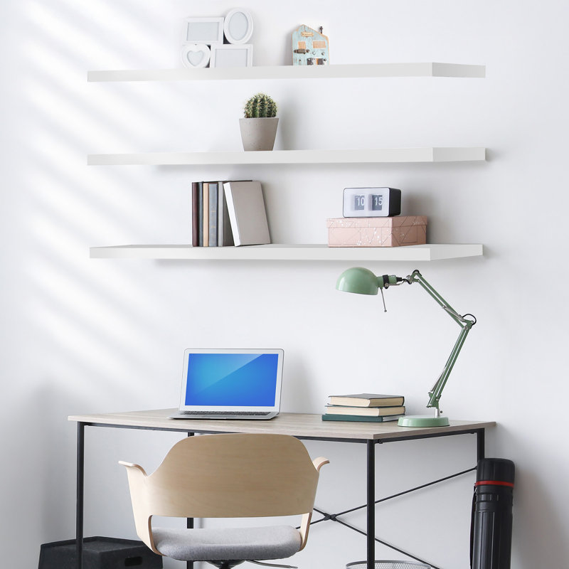Tablettes flottantes pour salle de bain Sorbus - Tablettes extra-longues de 55 pouces pour la salle de bain, décoration murale pour la chambre à coucher, la cuisine, le salon, le rangement de livres - tablette flottante avec supports cachés (blanc, paquet de 3)