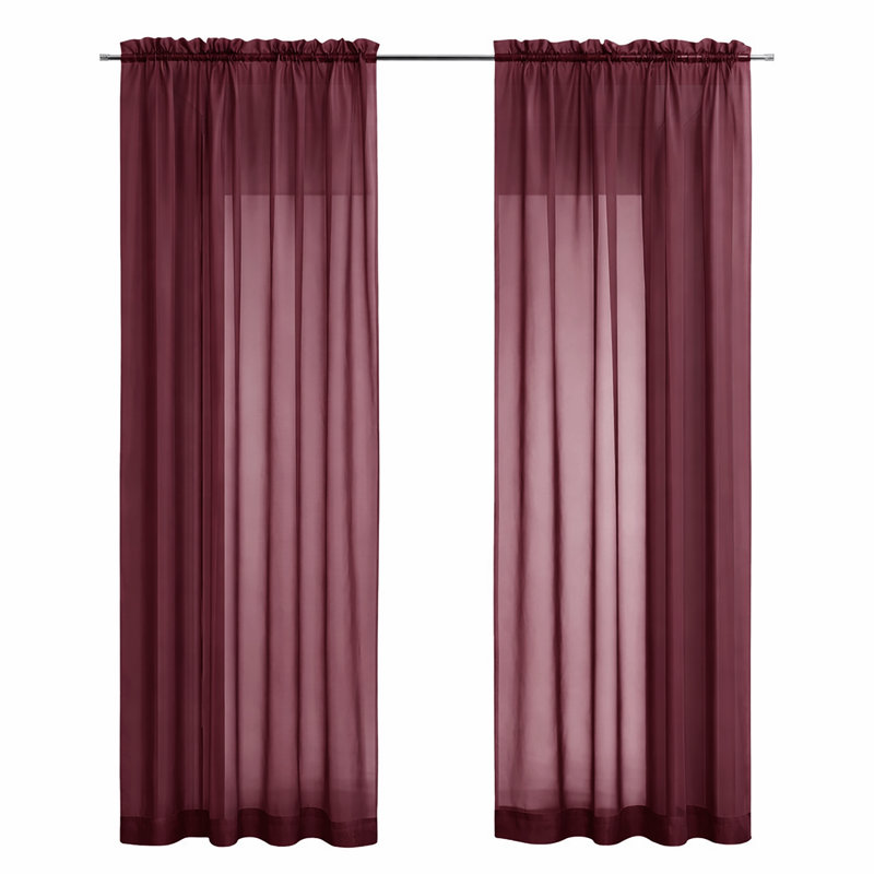 Ensemble de rideaux transparents avec passe-tringle 90 po (2 panneaux), Bourgogne