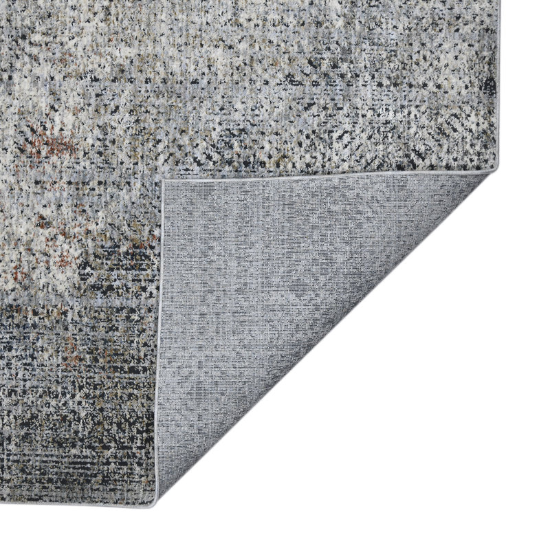 Rosslyn Transitional Gray 7'10" x 9'10" Synthetic Oriental Area Rug