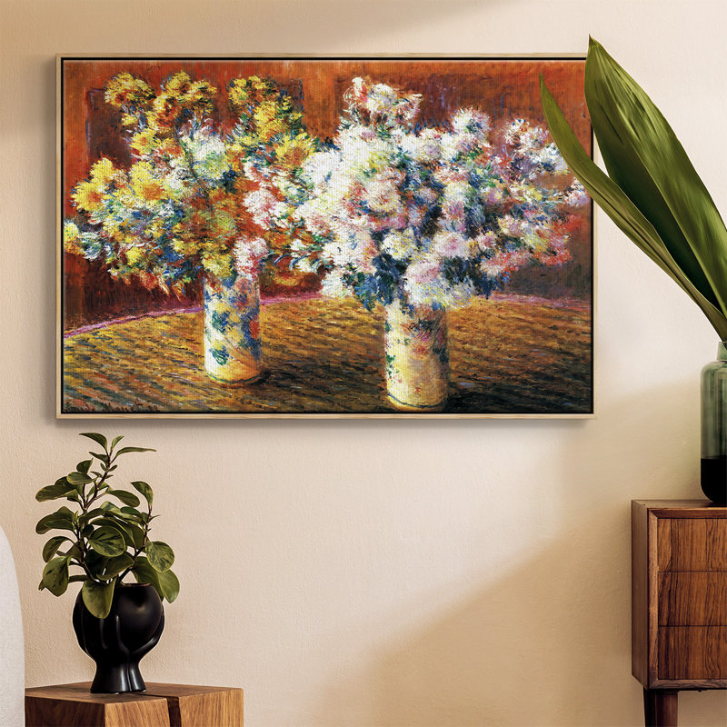 «Two Vases With Chrysanthems», 1888, reproduction d'art sur toile, H 27 po x l 41 po x P 2 po, Naturel
