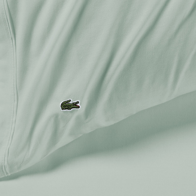 Lacoste Cotton Percale 100% Cotton Pillowcase, Standard Pillowcase, Iced Mint