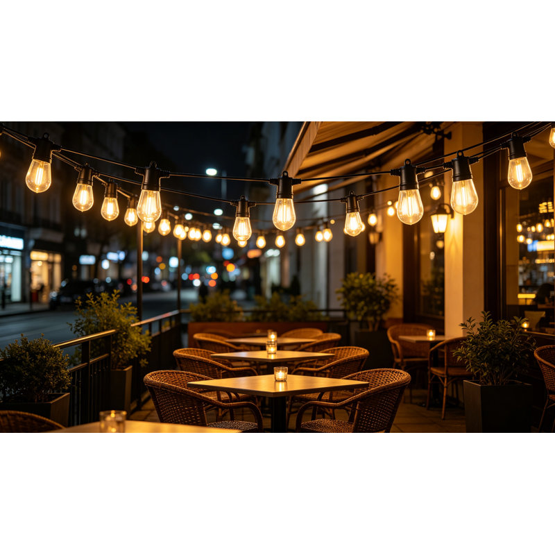 150FT LED Patio String Lights, 45 Shatterproof Bulbs
