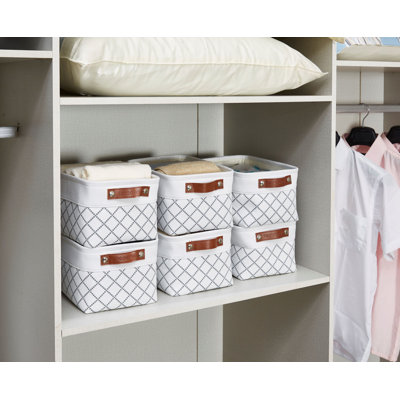 Decomomo Foldable Storage Bin | Collapsible Sturdy Cationic Fabric Storage Basket Cube W/Handles