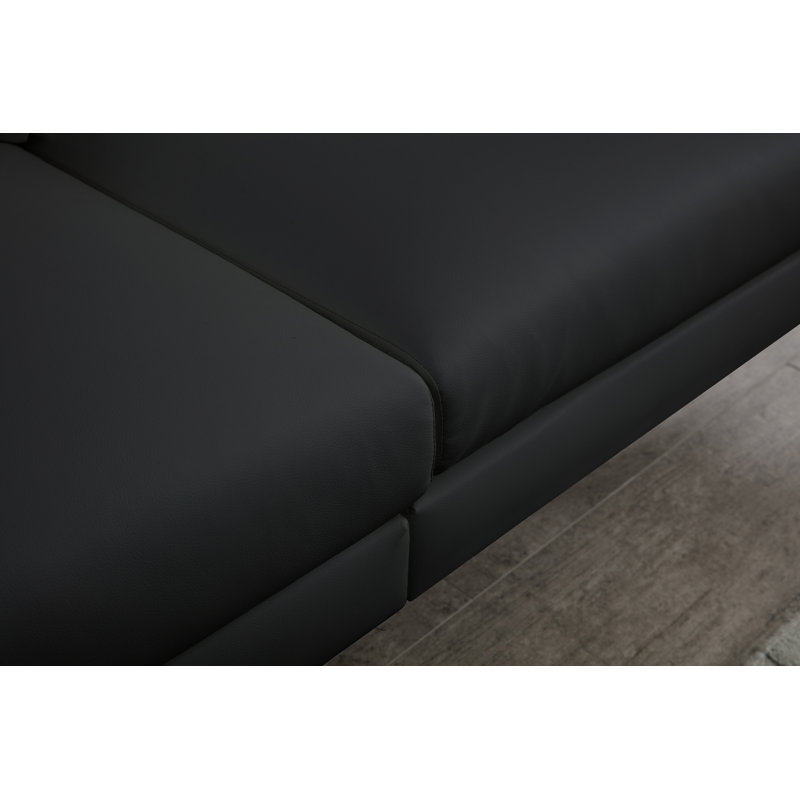 Canapé en similicuir avec accoudoirs à coussin supérieur de 75 po Luzia, Noir