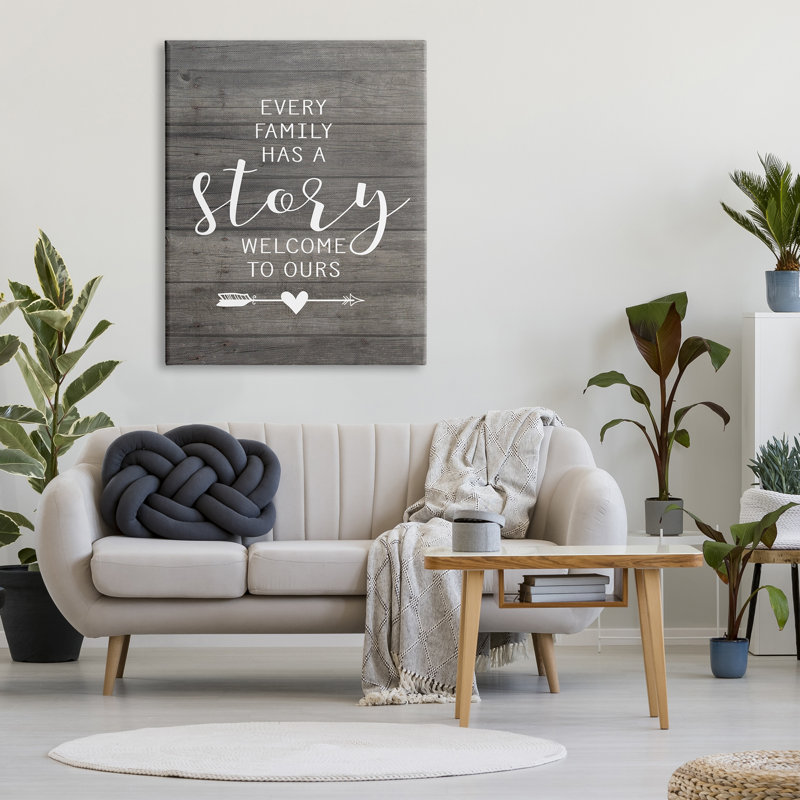 «Every Family Has a Story» par lettrage et doublure - impression d'art textuel, Toile tendue, H 48 po x l 36 po