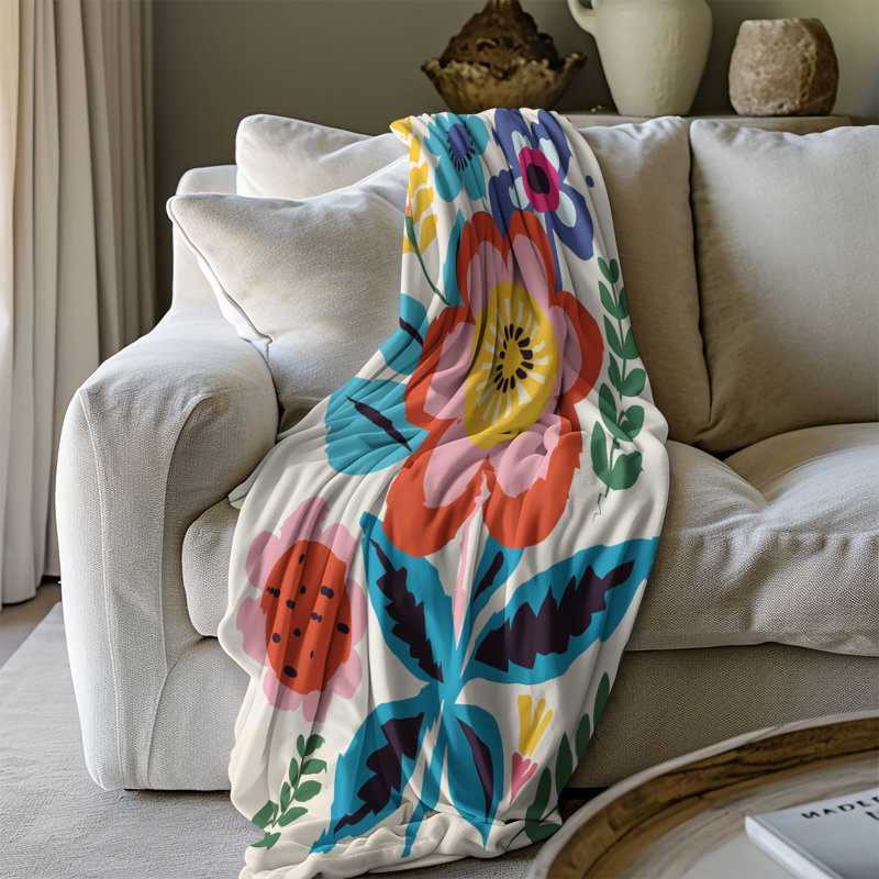 Kaleidoscope Petal Harmony - 1 pièce Sherpa Premium - reproduction d'art luxueuse, Grand lit