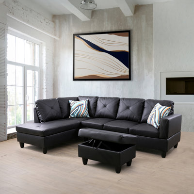 Andelina Faux Leather L-Shaped Sectional