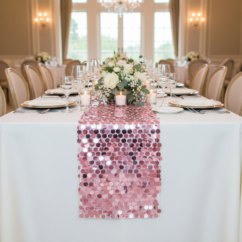 Glitter Sequin Table Runner Lightweight 12X108 Inch Sparkle Table Dinning Linens Table Decor For Holiday Party And Wedding