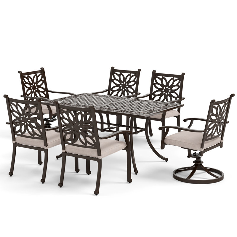 Angelleigh 6 - Person Patio Dining Set with Rectangular Table , Cushions Included