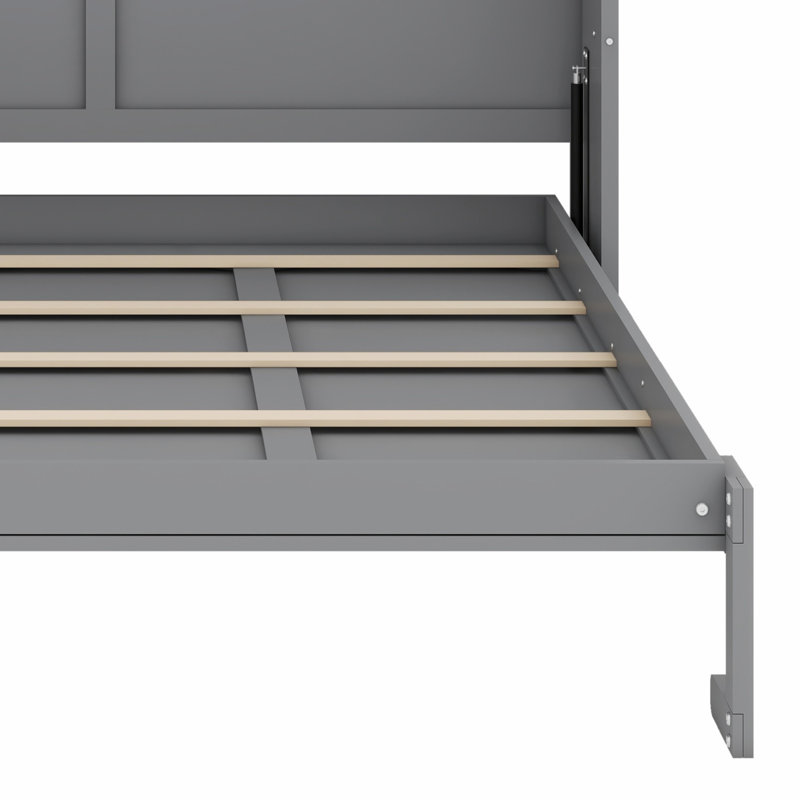 Lit escamotable polyvalent avec tablettes de rangement, Gris