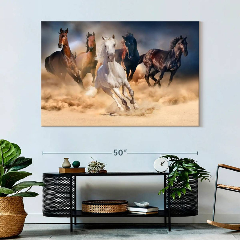 Courir sur un cheval, impression sur toile, H 34 po x l 51 po x P 1,25 po