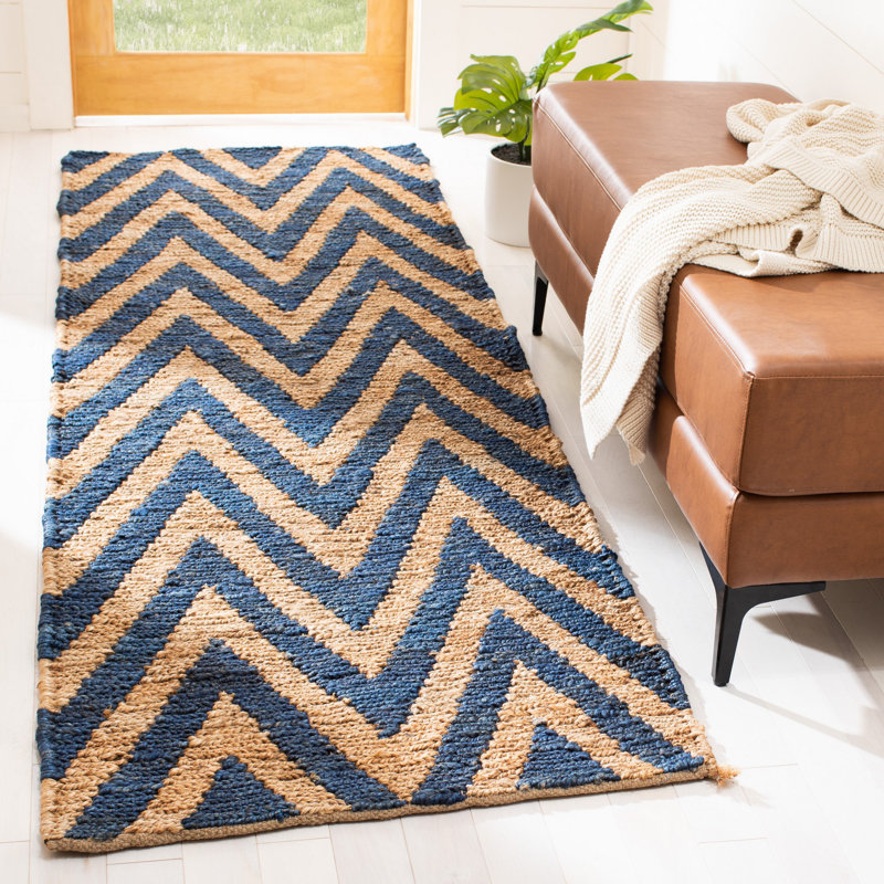 Tapis en jute noué à la main Baileigh, Tapis de couloir 2 pi 6 po x 8 pi