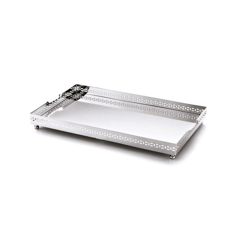 Decorative Tray, Chrome, 2" H x 16" W x 9" D