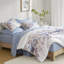 Édredon simple bleu avec bourre 100% et draps floraux
