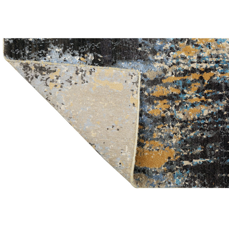 Handmade Silk and Wool Abstract Area Rug