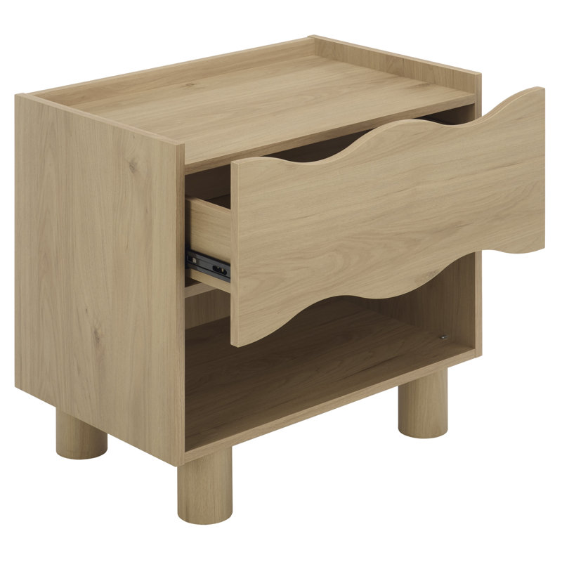 Table de chevet Murilo avec 1 tiroir et 1 tablette, Chêne blanc