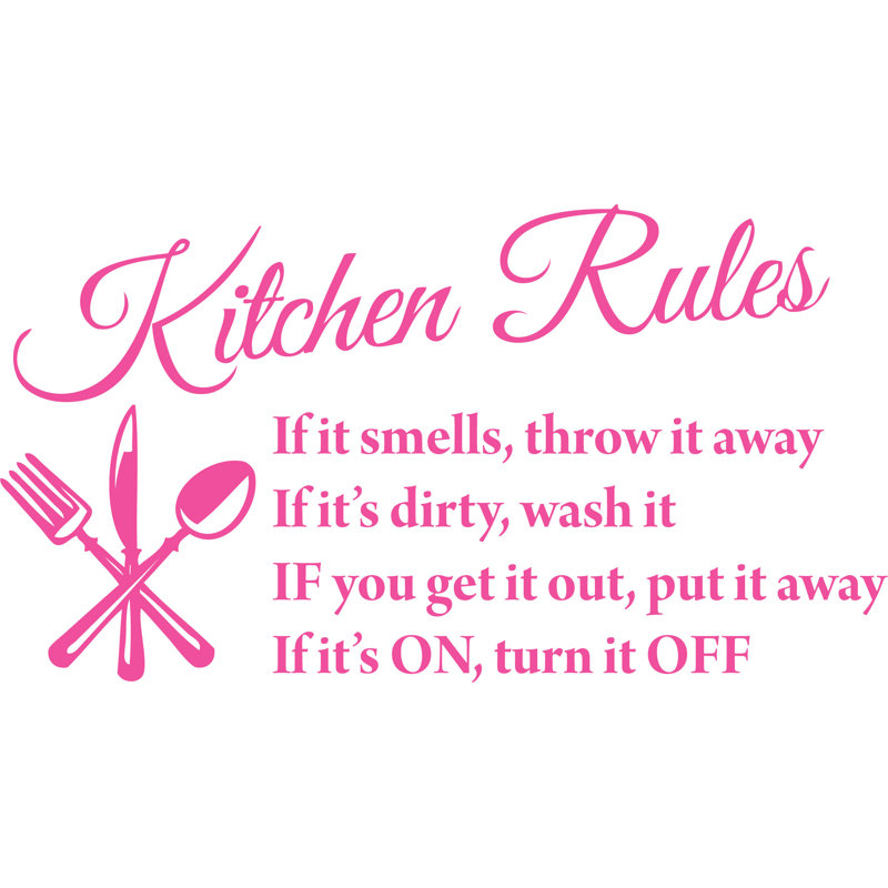 Adhésif décoratif « Kitchen rules », H 22 po x l 36 po, Rose