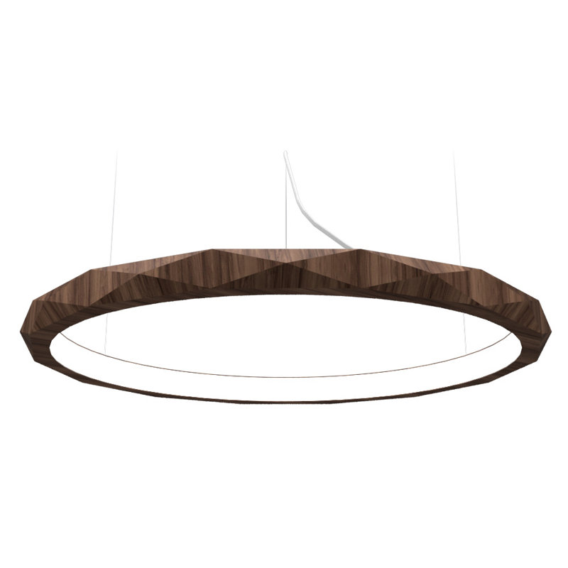 1 - Light LED Pendant, American Walnut, 4.68" H x 39" W x 39" D