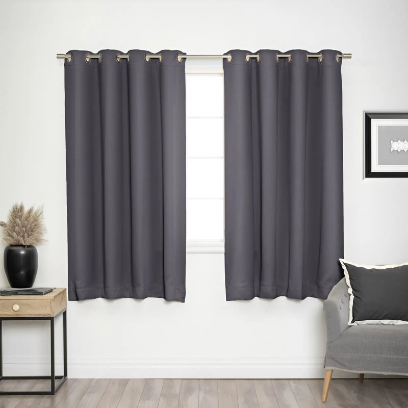Adina Sevan Solid Thermal Grommet Curtain Panels, 52"W x 72"L, Stone