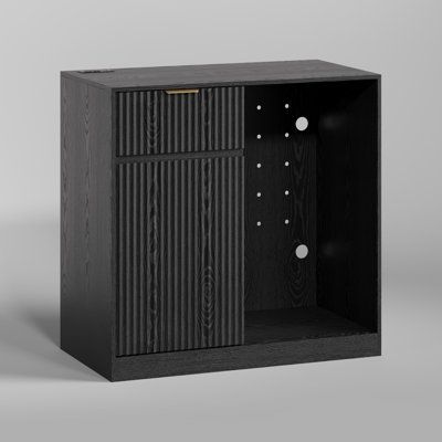 38.6"H Modern Coffee Bar with Charging and Power Outlet, Bar Cabinet with Wine Storage, Wood Bar Table with Fridge Space For Kitchen,Dining Room,Living Room