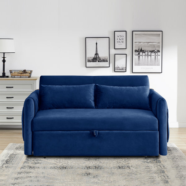 Laurie Velvet Click Clack Sofa Bed, Blue