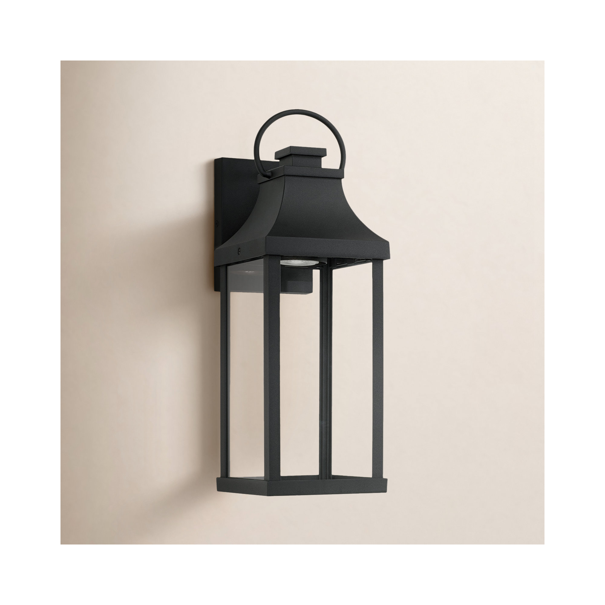 8" W X 24" H Outdoor 1-Light Night Sky Large Wall Lantern In Black With Clear Glass, Black,  17.25"H x 6"W x 7.5"D
