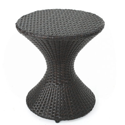 Outdoor 16-Inch Multi-Brown Wicker Hourgla Side Table