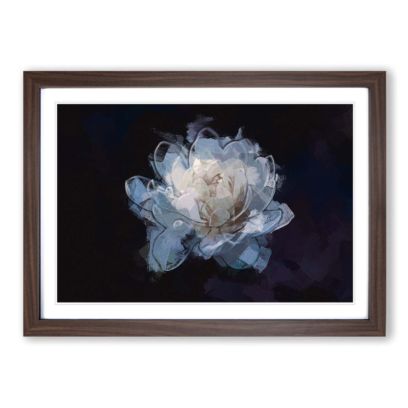 Blue Magnolia Flower in Abstract - Picture Frame Graphic Art Print, Walnut Framed, 62cm H x 87cm W x 2cm D