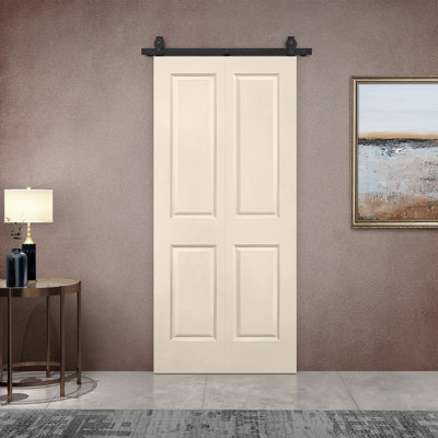 Paneled MDF Composite Bifold Barn Door with Installation Hardware Kit