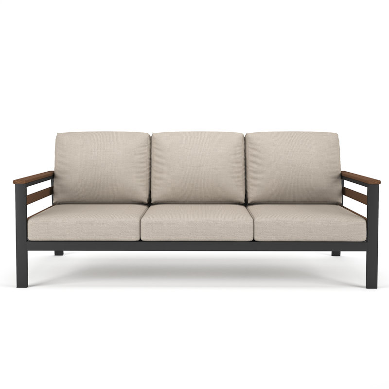 Townsend 80'' Wide Outdoor Patio Sofa with Sunbrella® Cushions, Cast Silver Sunbrella®, Brown