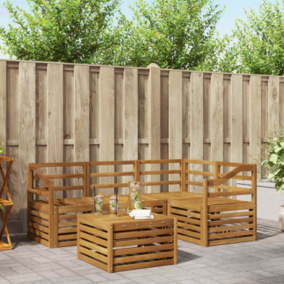  Outdoor Sofa Set 5 Pcs Solid Acacia Wood Garden Furniture Patio Seating