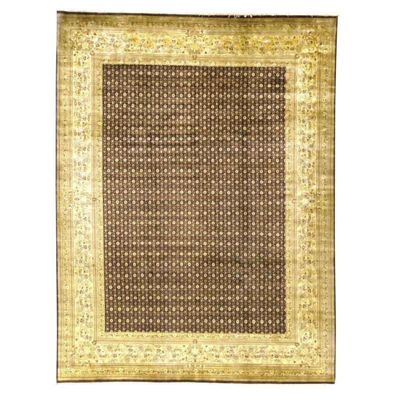 High-Quality Hand-Knotted Plum And Gold Area Rug