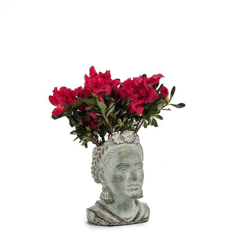Grey Lady Head Planter, 7" H x 4.5" W x 5" D