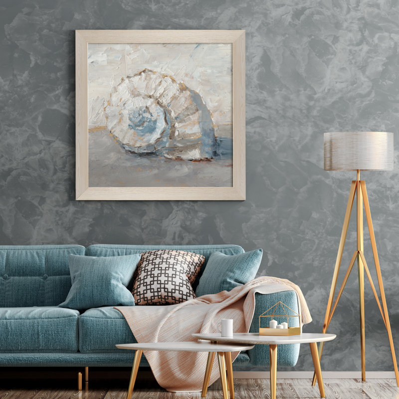 Blue Shell Study III-impression de cadre photo sur papier, Toile blanche encadrée, H 27,5 po x l 27,5 po x P 1,5 po