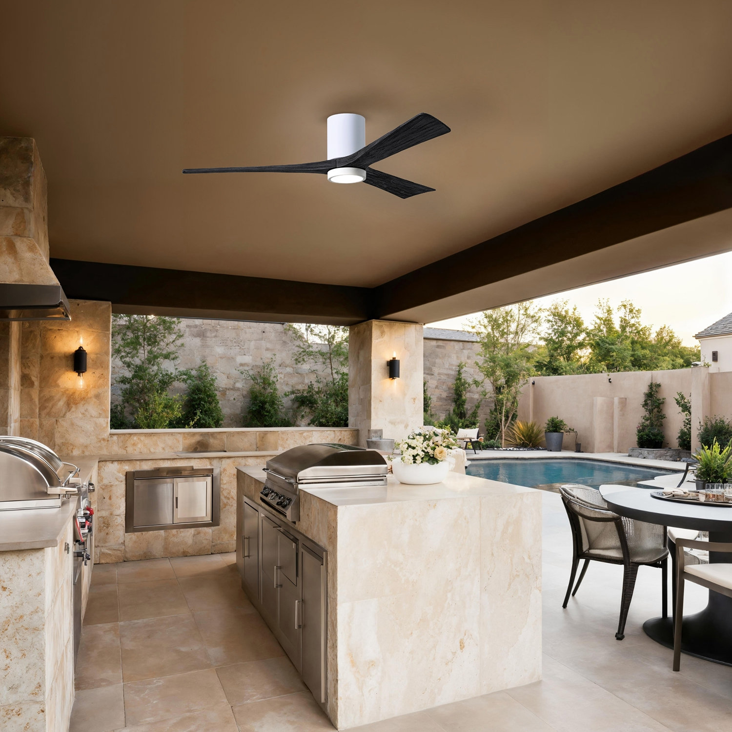 Olivier 3 Blade Ceiling Fan with LED Light Kit, Gloss White, Matte Black, 60"