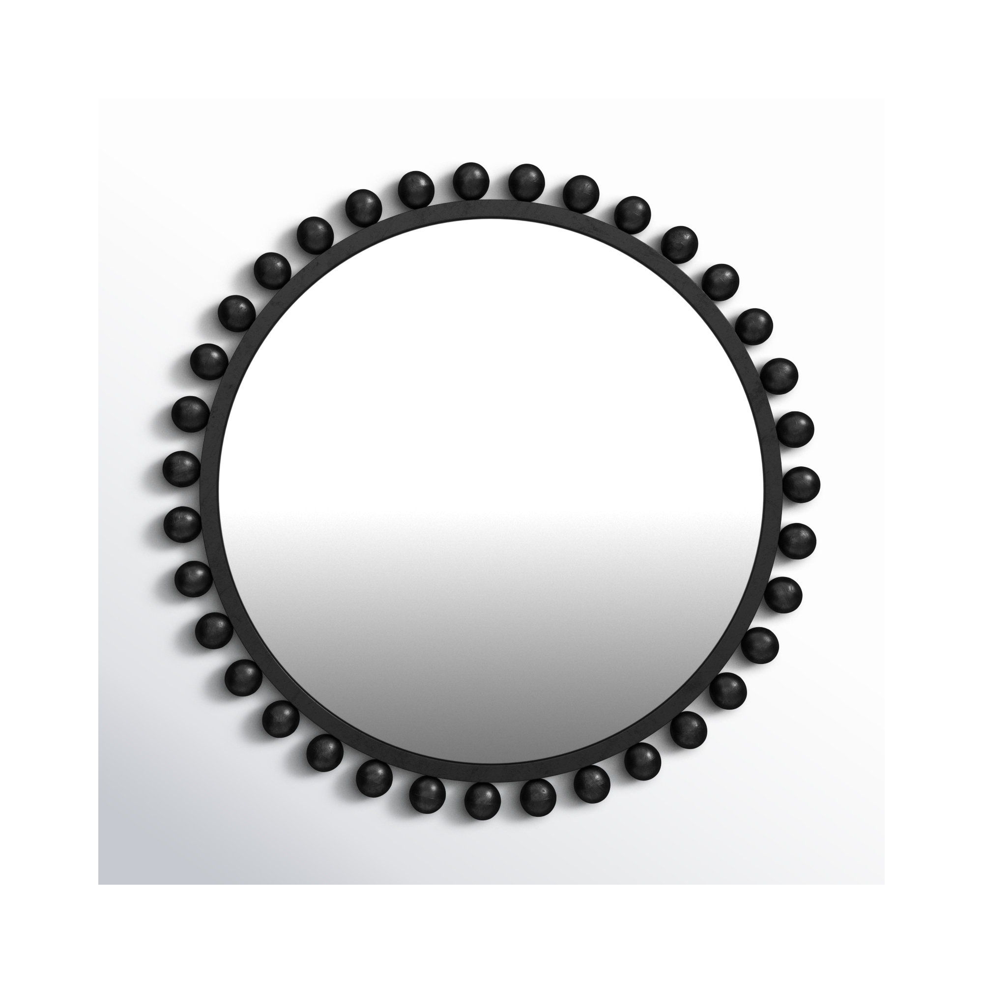 Suzie Metal Round Wall Mirror, Black