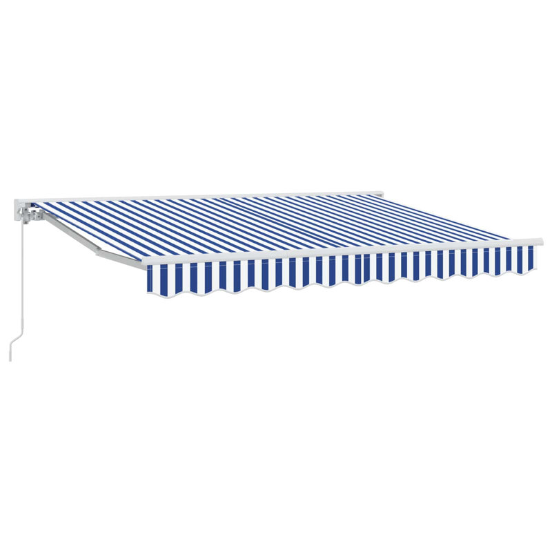 VidaXL Polyester Cover Retractable Patio Awning, 300cm W x 250cm D, Striped, Blue/White/White