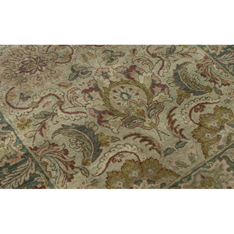 Hand-Knotted High-Quality Green and Green Area Rug