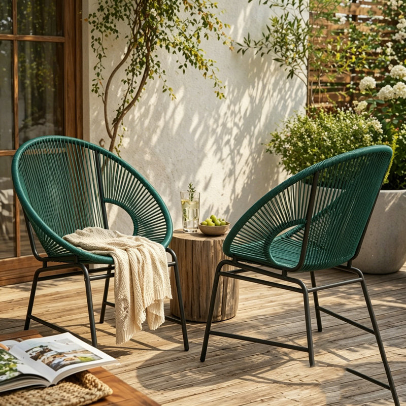 Ensemble de chaises de patio en osier, Teal