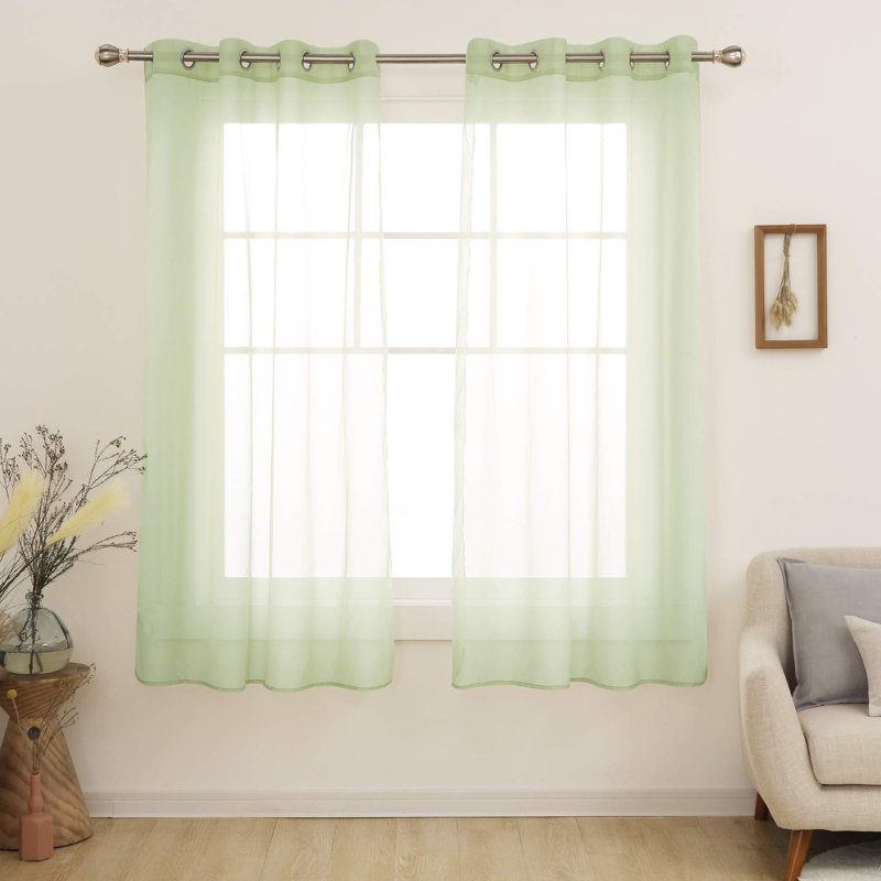 Gainsborough Sheer Curtain Pair, 52" W x 54" L, Sage Green